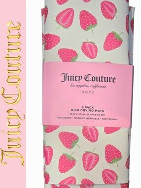 Juicy Couture Home 2-PK Strawberry Print Dish Drying Mats